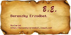 Bereszky Erzsébet névjegykártya